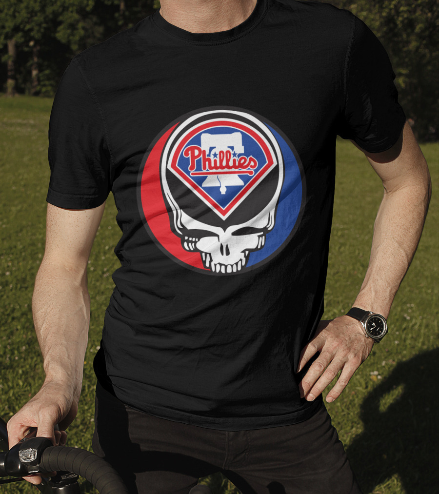 Philadelphia Phillies Grateful Dead Mashup Skull T-Shirt