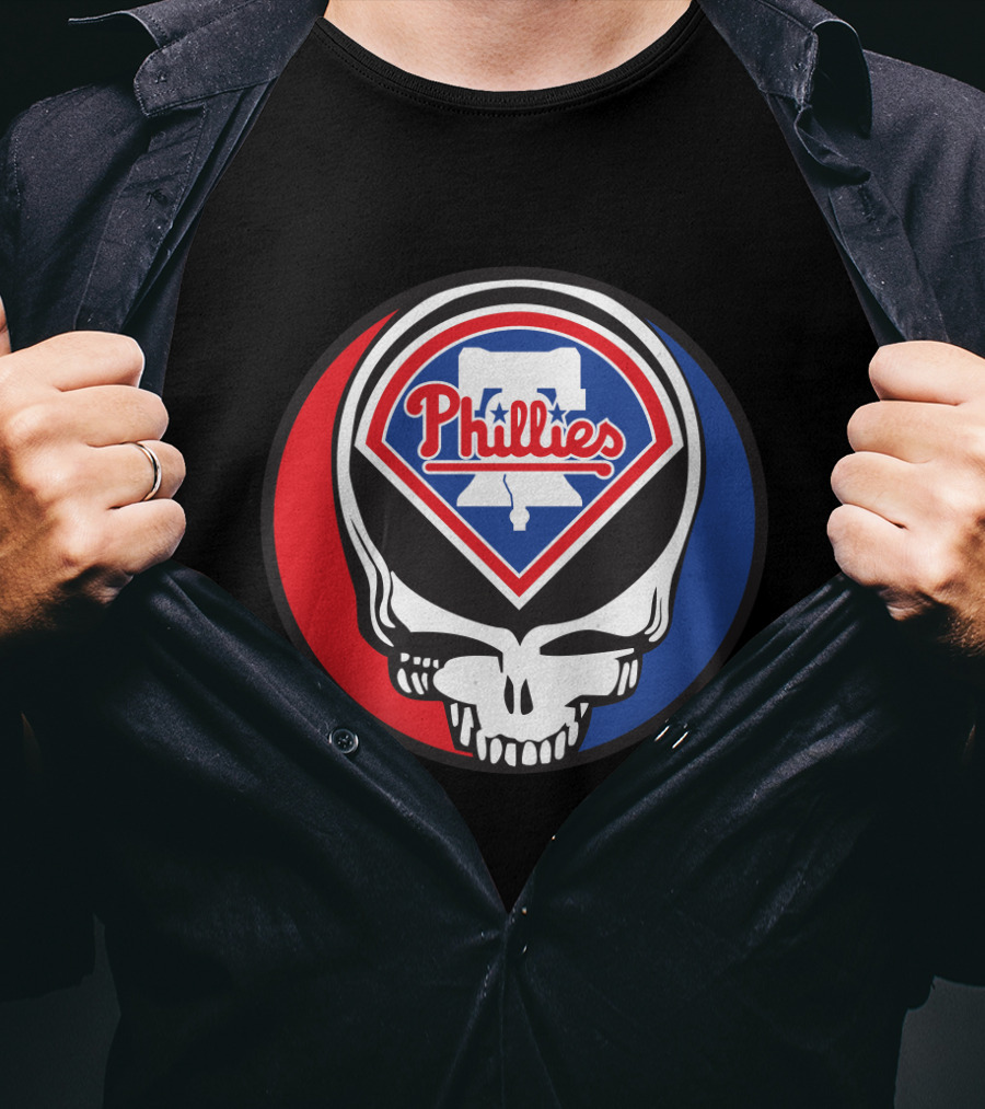 Philadelphia Phillies Grateful Dead Mashup Skull T-Shirt
