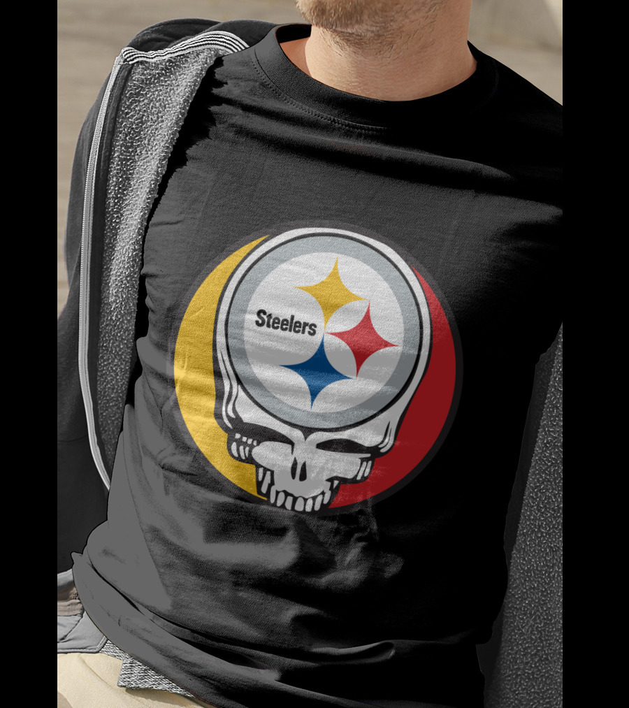 Steelers Logo In Grateful Dead Skull Mashup For Pittsburgh Fans T-Shirt