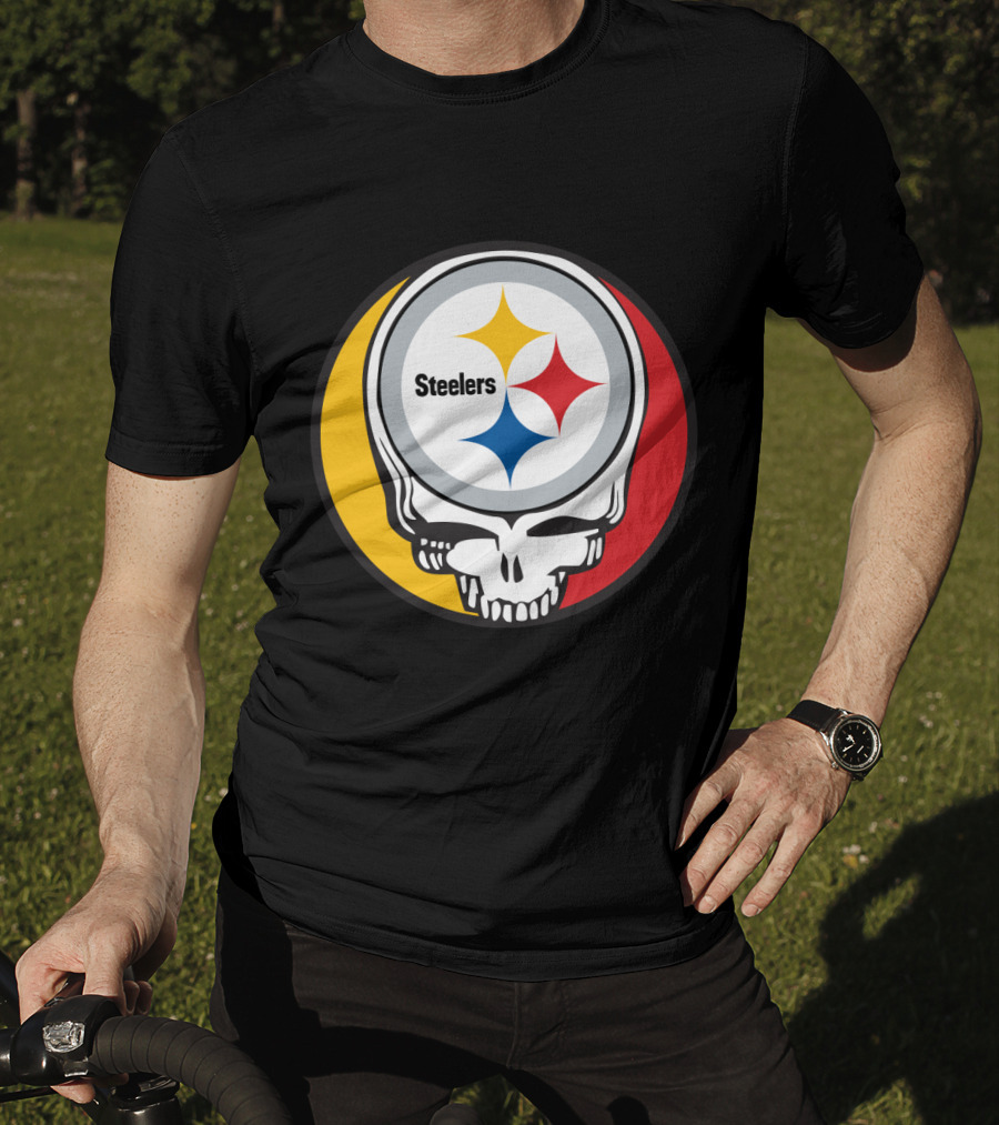 Steelers Logo In Grateful Dead Skull Mashup For Pittsburgh Fans T-Shirt