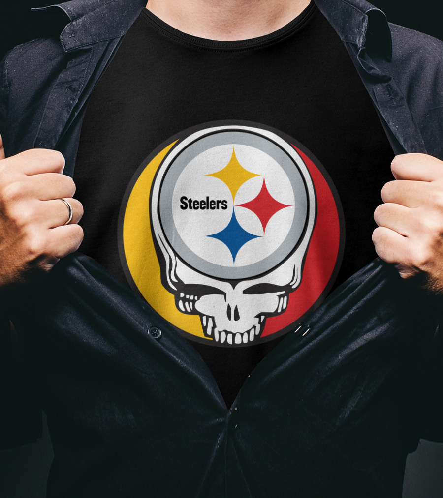 Steelers Logo In Grateful Dead Skull Mashup For Pittsburgh Fans T-Shirt