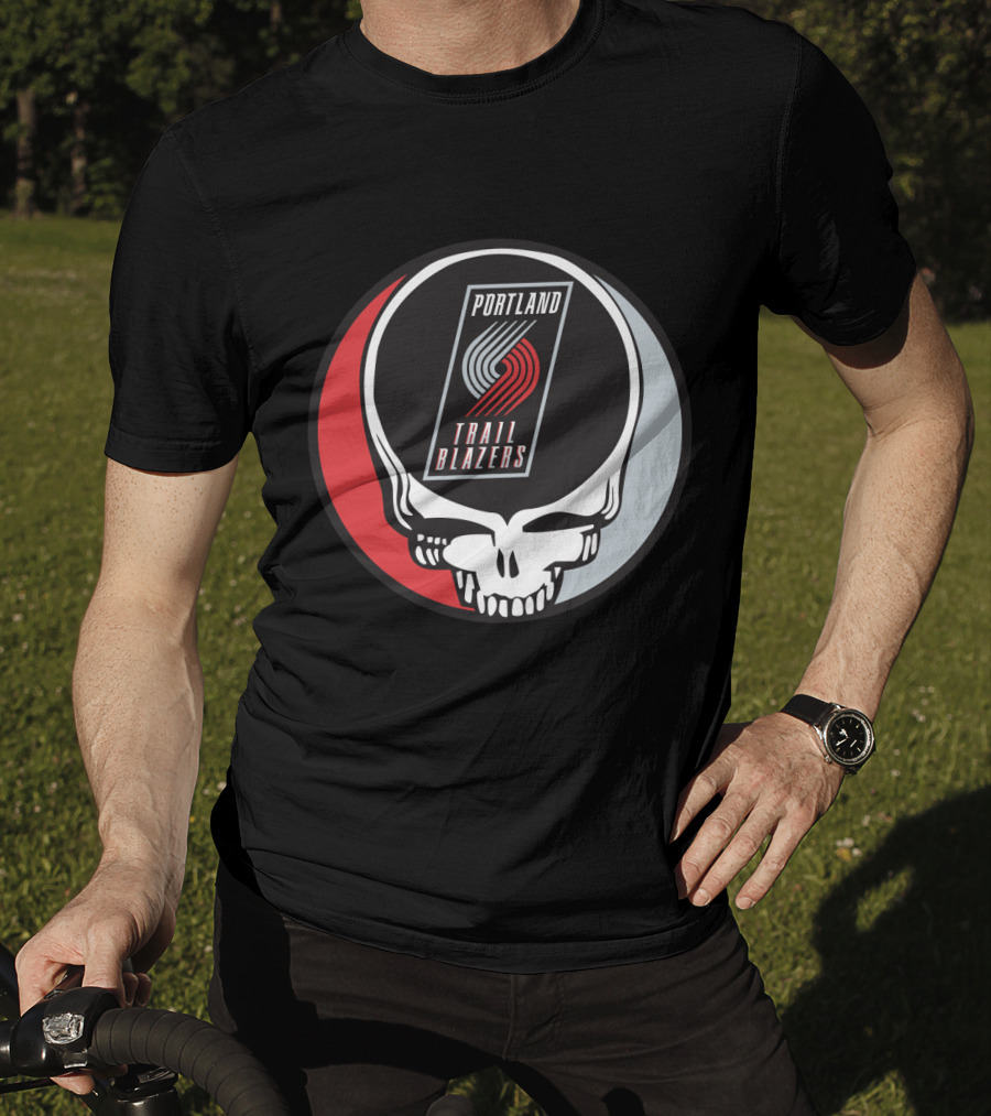 Portland Trail Blazers In Grateful Dead Skull T-Shirt