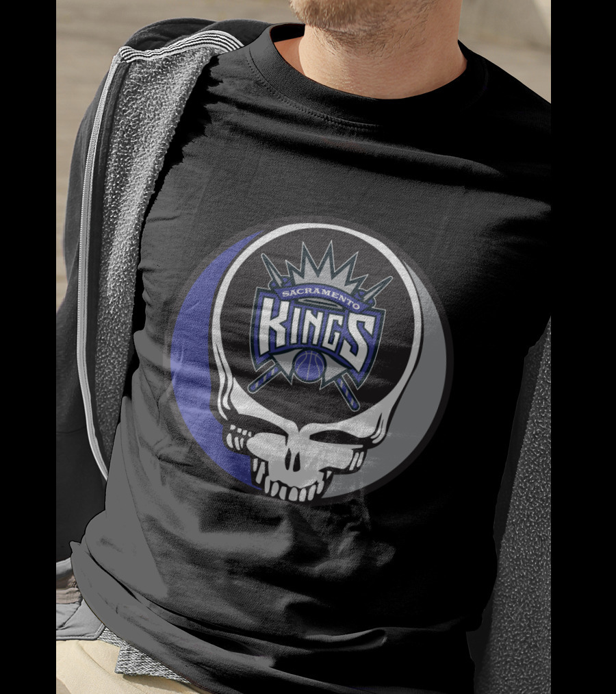 Grateful Dead Sacramento Kings Skull Logo Fusion T-Shirt