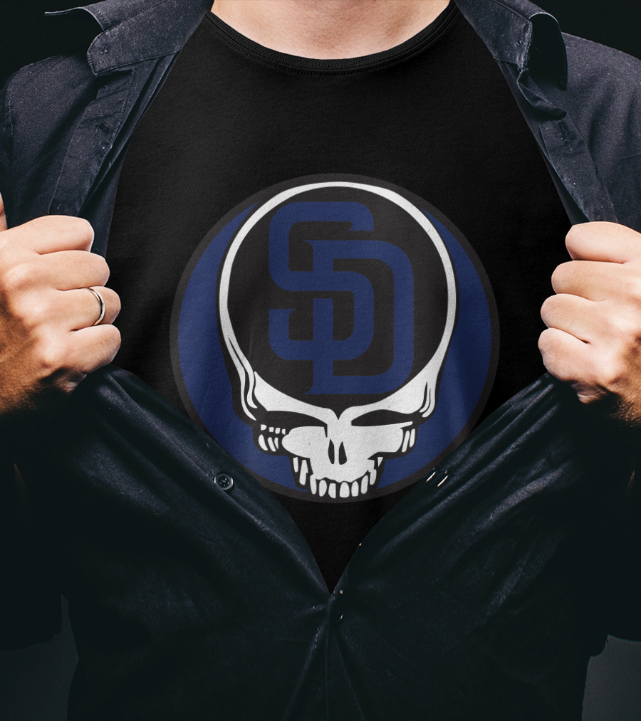 Grateful Dead San Diego Padres Fans Skull Logo Fusion T-Shirt