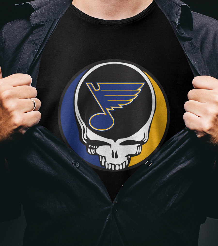 Grateful Dead St. Louis Blues Skull Logo Fusion T-Shirt