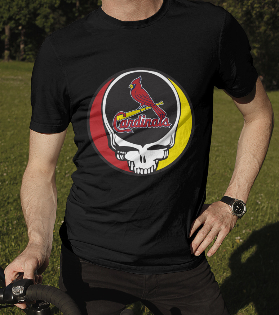Grateful Dead Skull Design With St. Louis Cardinals Logo For Fans T-Shirt