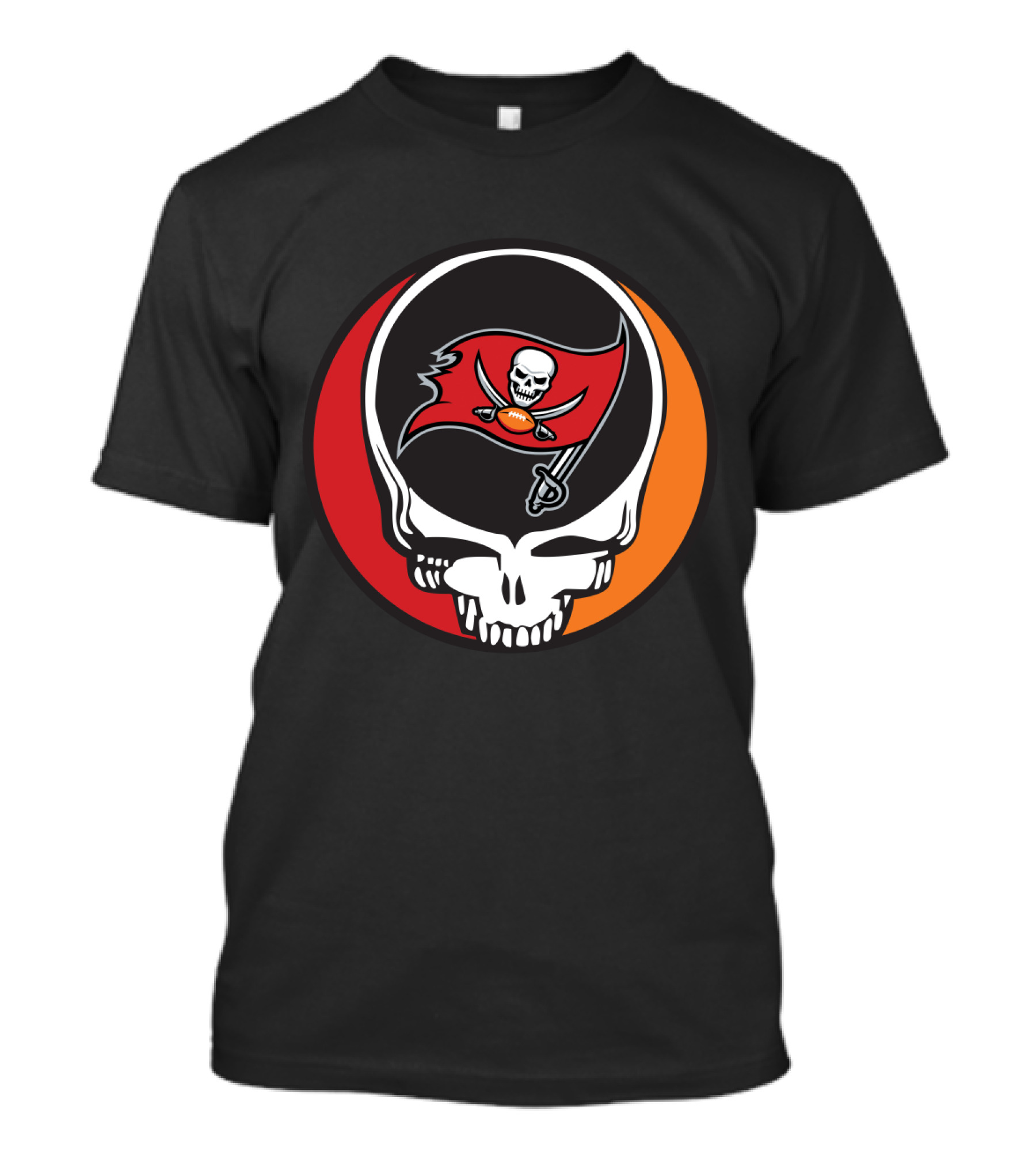 Grateful Dead Skull With Tampa Bay Buccaneers Flag T-Shirt