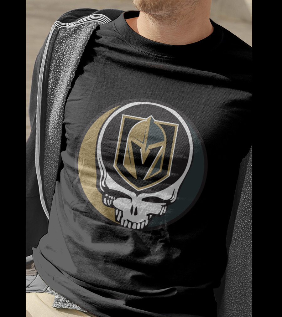 Grateful Dead Skull With Vegas Golden Knights Helmet T-Shirt