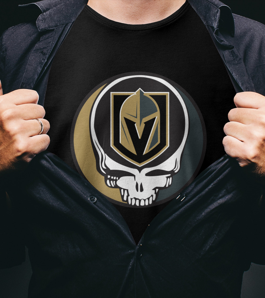 Grateful Dead Skull With Vegas Golden Knights Helmet T-Shirt