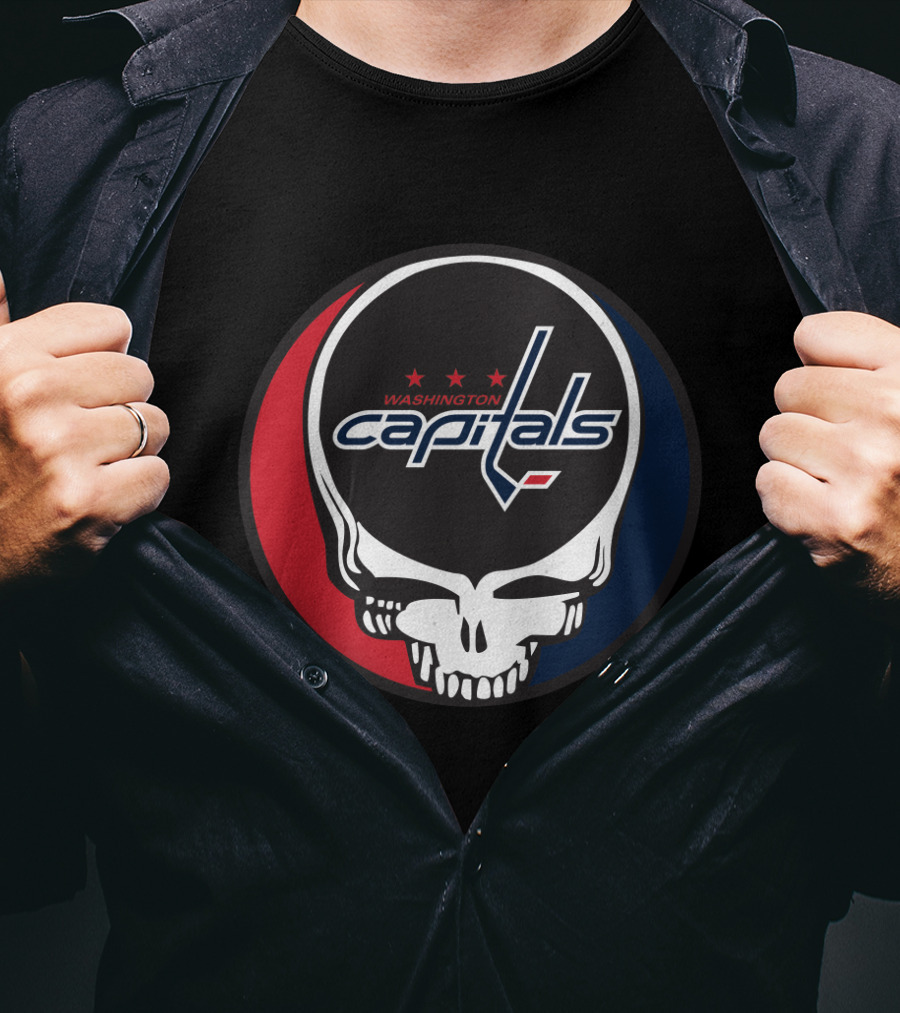 Washington Capitals Steal Your Face Hockey Skull T-Shirt