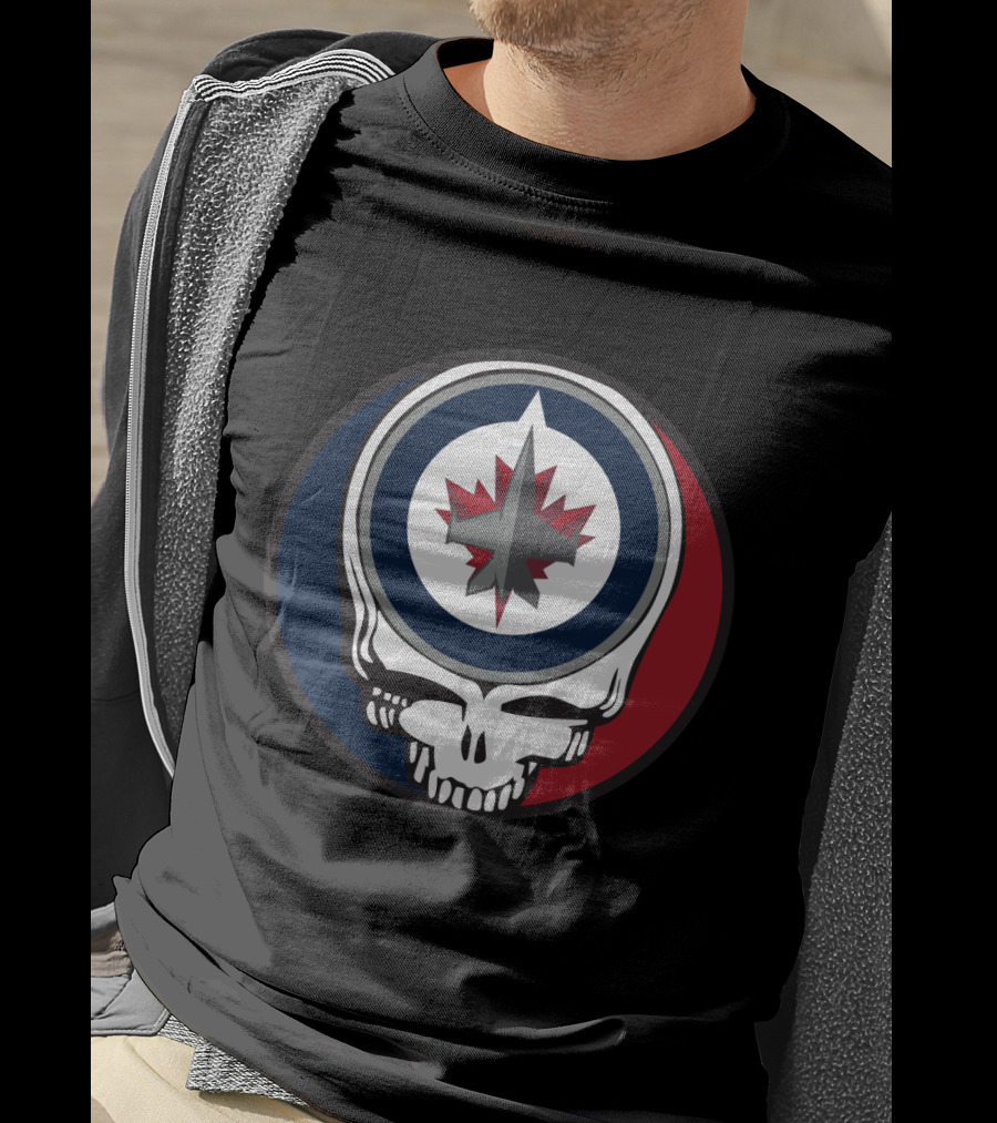 Grateful Dead Skull With Winnipeg Jets Logo For Fans T-Shirt
