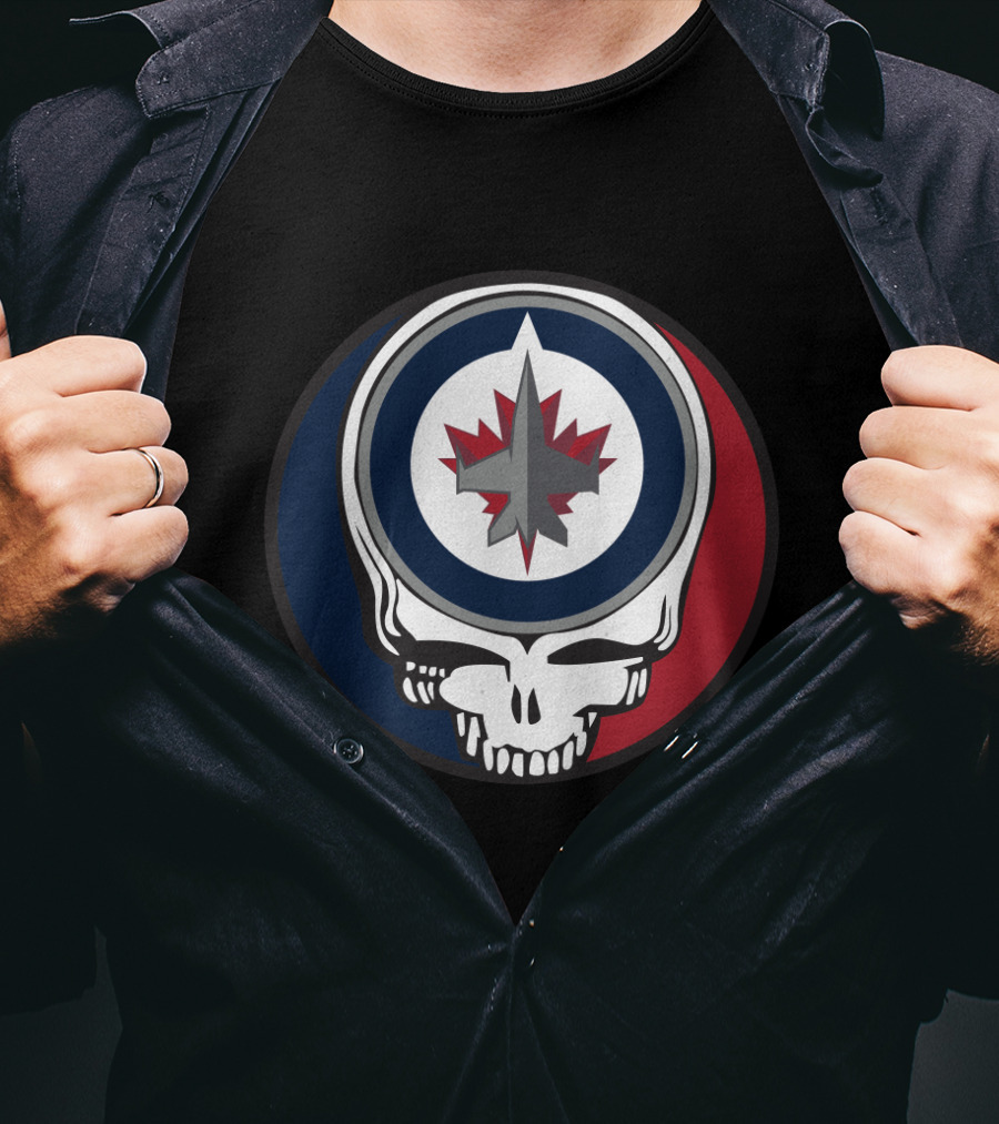 Grateful Dead Skull With Winnipeg Jets Logo For Fans T-Shirt
