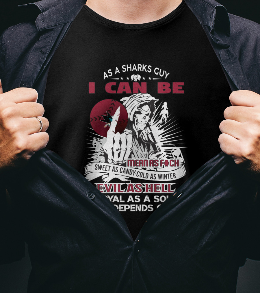 Grim Reaper San Jose Sharks Fan: Sweet As Candy Cold As Winter Evil As Hell T-Shirt