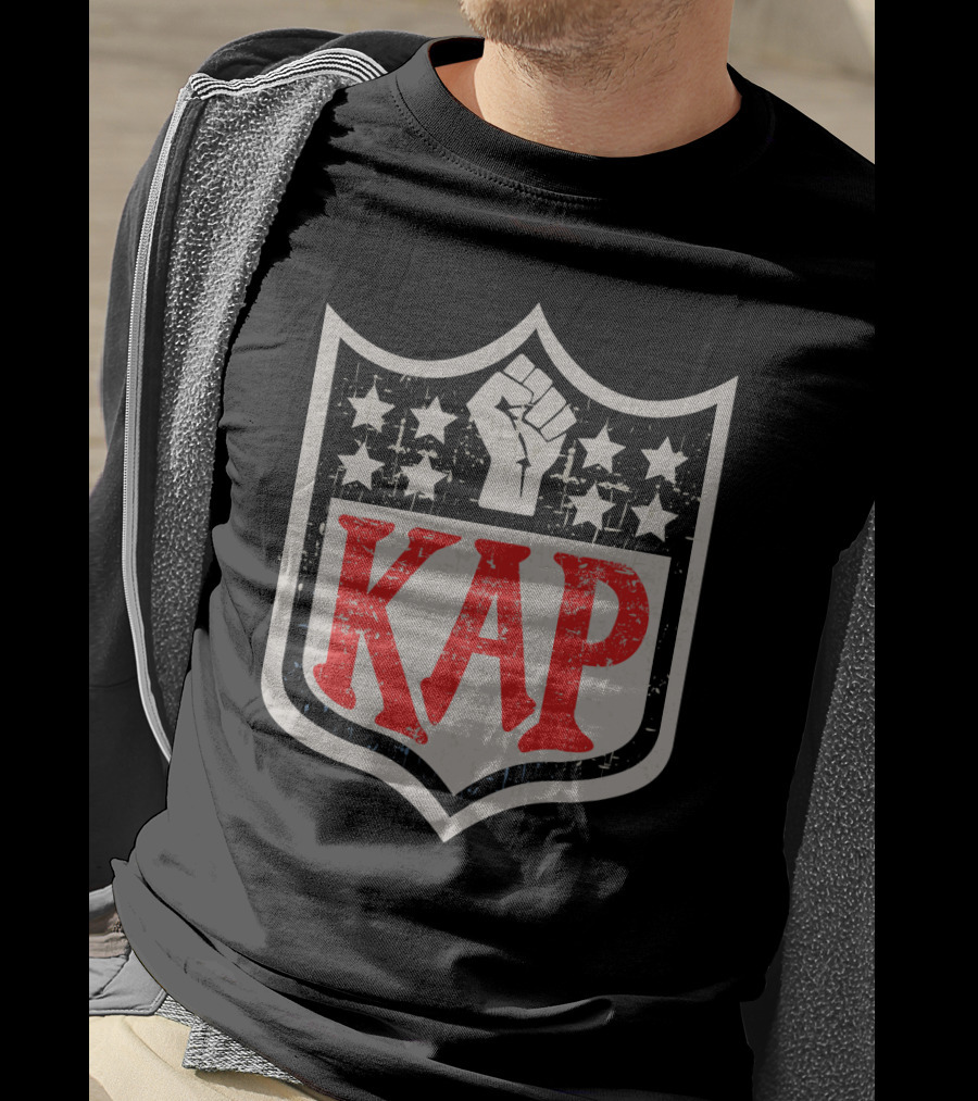 Kap Raised Fist Nfl Style Stars T-Shirt