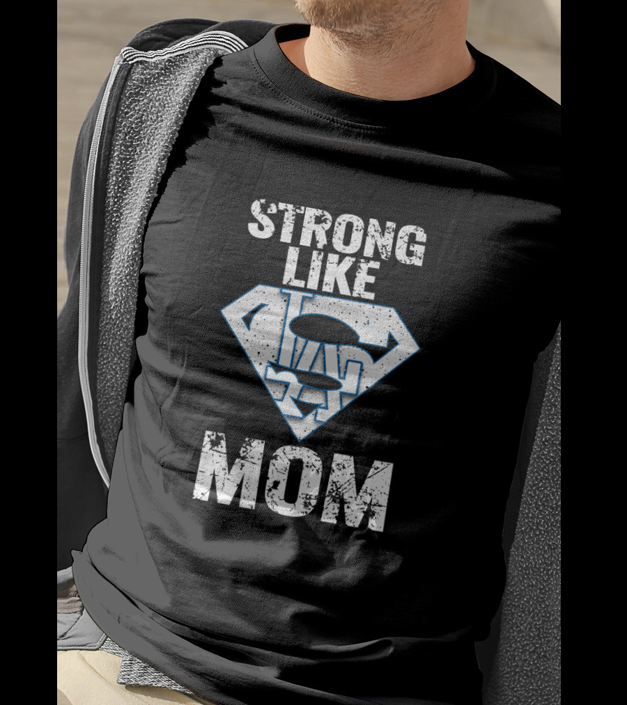 Strong Like Mom Los Angeles Dodgers Logo Superhero Badge T-Shirt