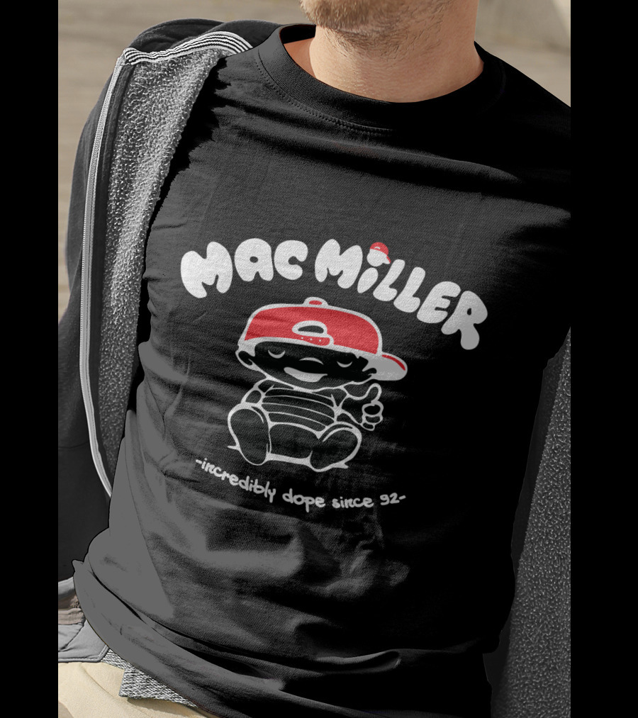 Mac Miller Incredibly Dope Since 92 Red Cap Cartoon Character T-Shirt