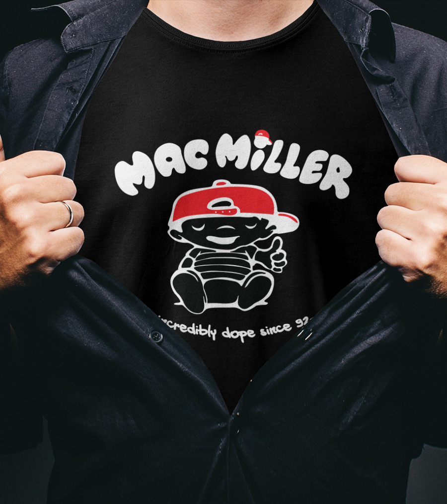 Mac Miller Incredibly Dope Since 92 Red Cap Cartoon Character T-Shirt