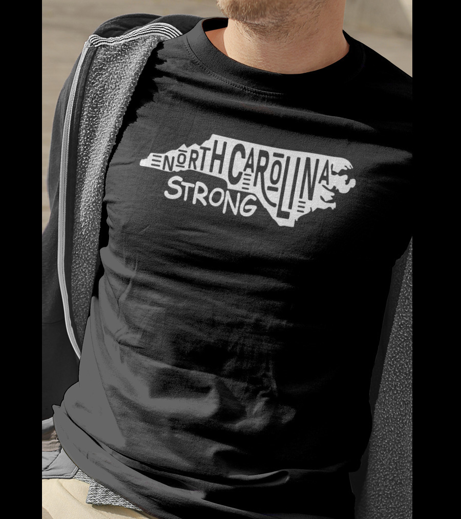 North Carolina Strong State Outline Typography T-Shirt