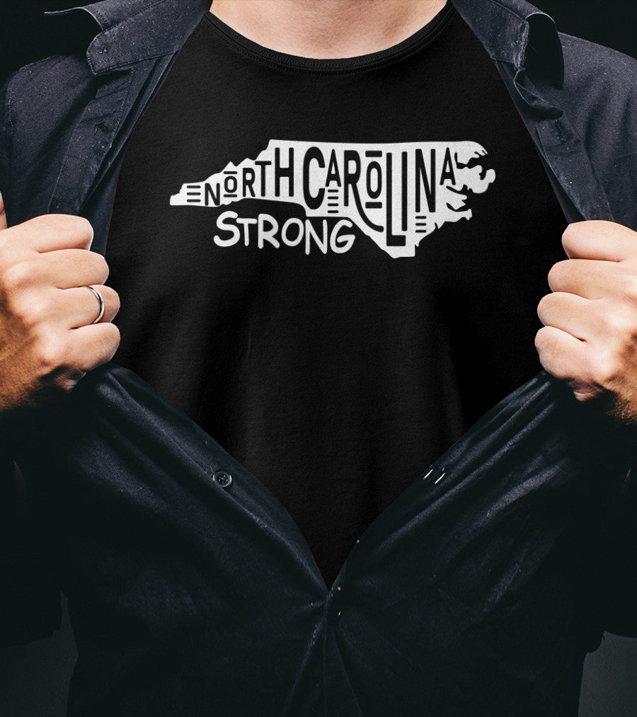 North Carolina Strong State Outline Typography T-Shirt