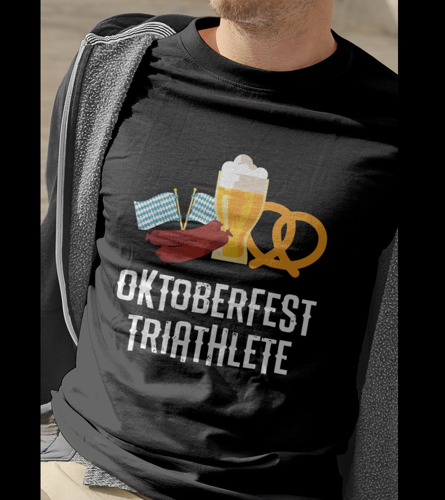 Oktoberfest Triathlete Sausage Beer Pretzel Flags T-Shirt