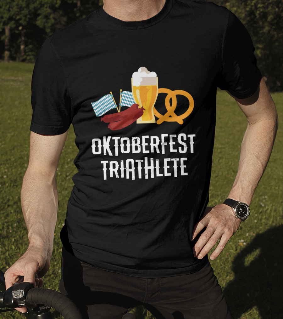 Oktoberfest Triathlete Sausage Beer Pretzel Flags T-Shirt