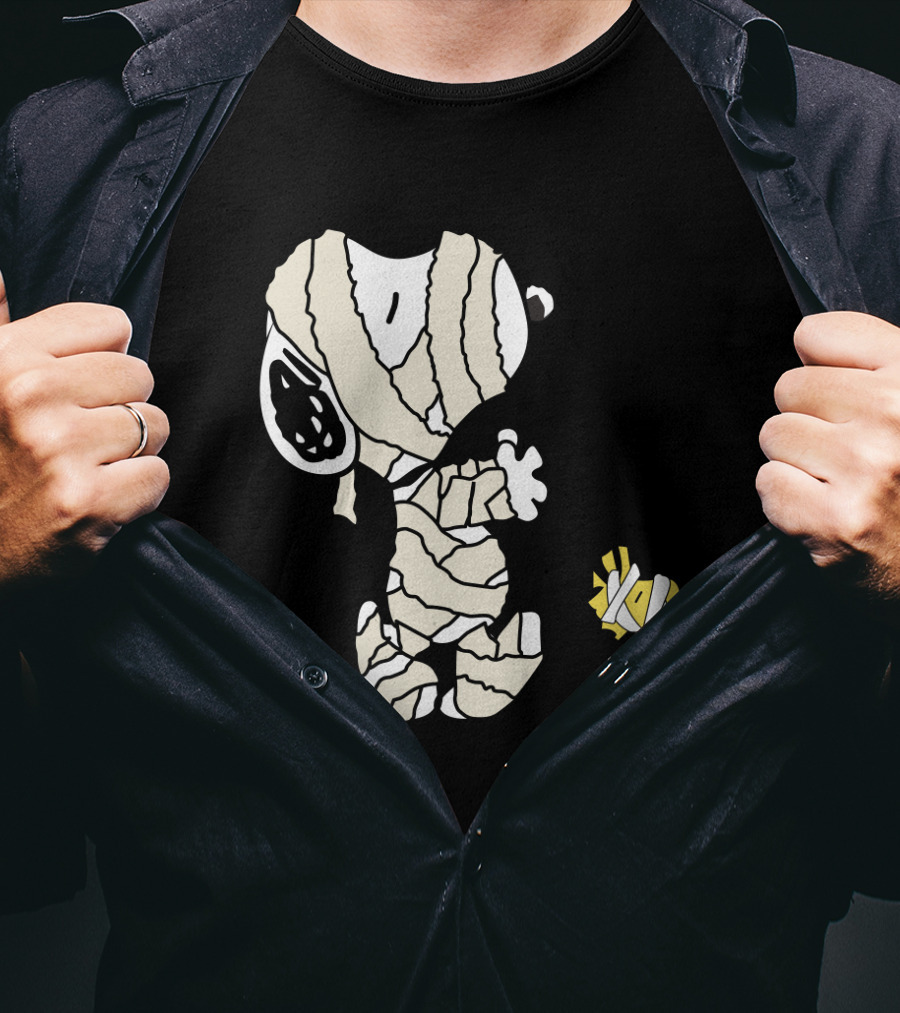 Peanuts Snoopy Mummy Wrapped Woodstock Halloween T-Shirt