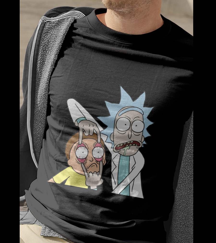 Rick And Morty Screaming Eye-Popping Gesture T-Shirt