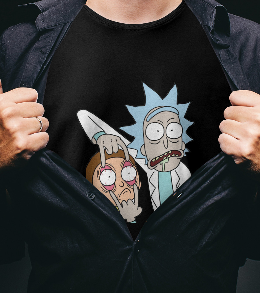 Rick And Morty Screaming Eye-Popping Gesture T-Shirt