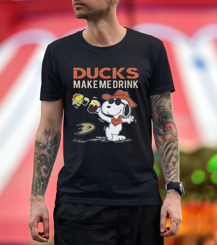 Snoopy Ducks Make Me Drink Anaheim Ducks Fans Peanuts Hockey T-Shirt