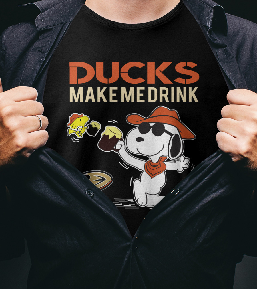 Snoopy Ducks Make Me Drink Anaheim Ducks Fans Peanuts Hockey T-Shirt