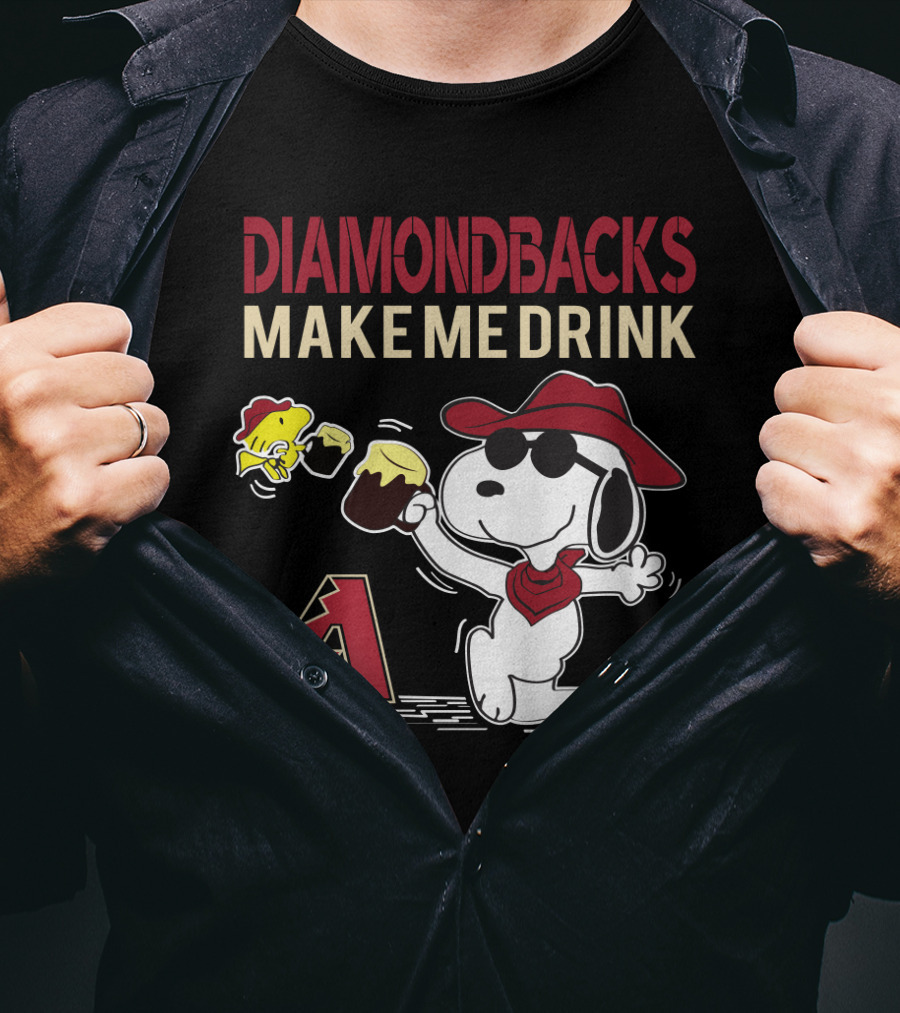 Snoopy Arizona Diamondbacks Make Me Drink Baseball Fans T-Shirt
