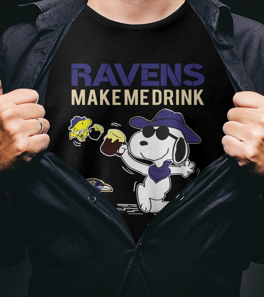 Ravens Make Me Drink Snoopy Baltimore Ravens Fans T-Shirt