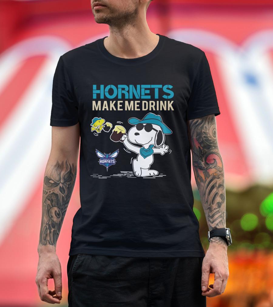 Hornets Make Me Drink Charlotte Hornets Snoopy Peanuts T-Shirt