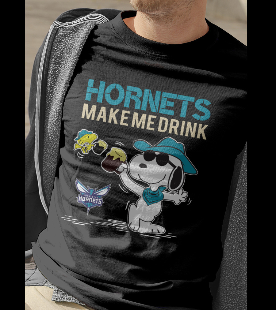 Hornets Make Me Drink Charlotte Hornets Snoopy Peanuts T-Shirt