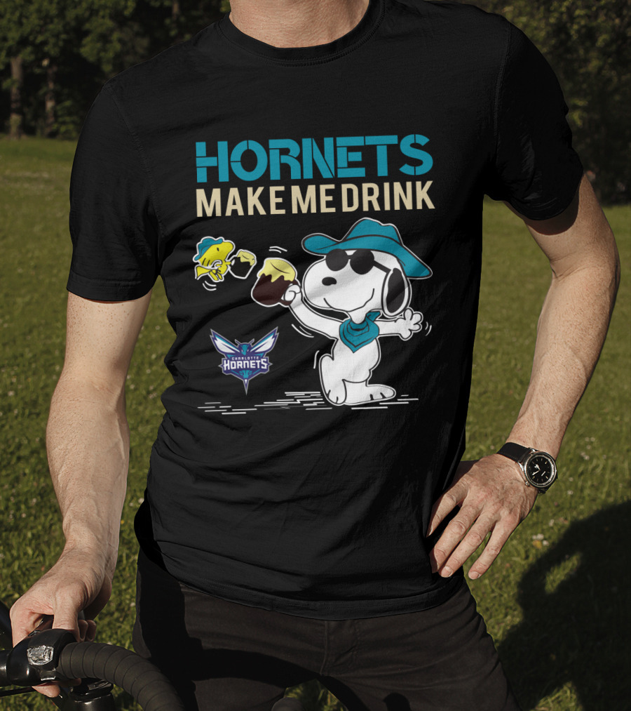 Hornets Make Me Drink Charlotte Hornets Snoopy Peanuts T-Shirt