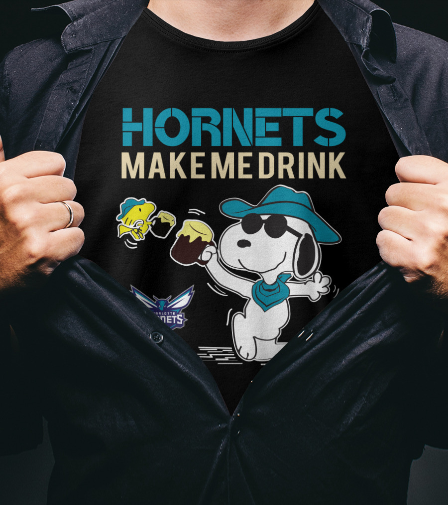 Hornets Make Me Drink Charlotte Hornets Snoopy Peanuts T-Shirt
