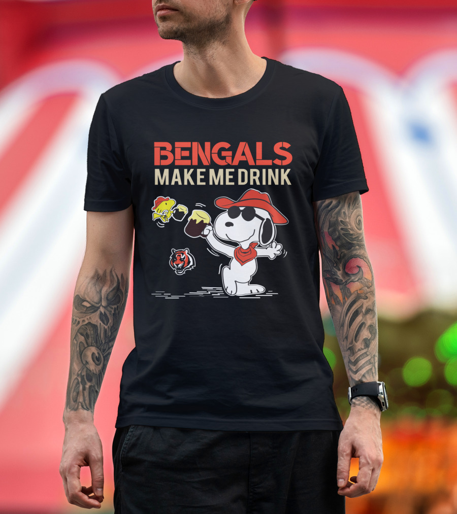 Bengals Make Me Drink Snoopy Cincinnati Bengals Football Fan T-Shirt
