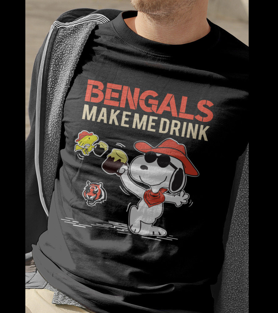 Bengals Make Me Drink Snoopy Cincinnati Bengals Football Fan T-Shirt
