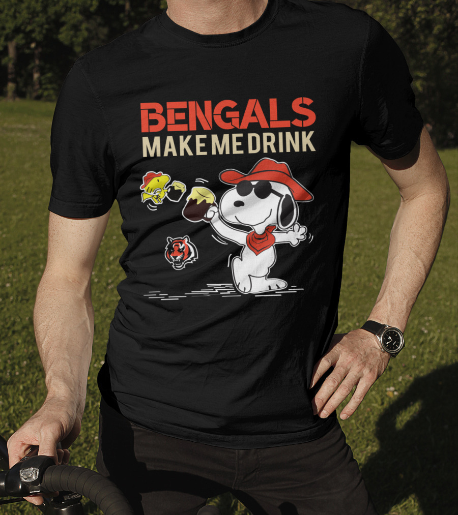 Bengals Make Me Drink Snoopy Cincinnati Bengals Football Fan T-Shirt