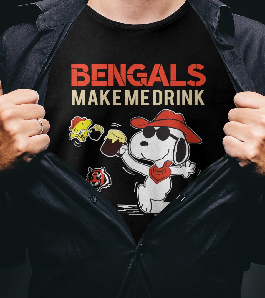 Bengals Make Me Drink Snoopy Cincinnati Bengals Football Fan T-Shirt