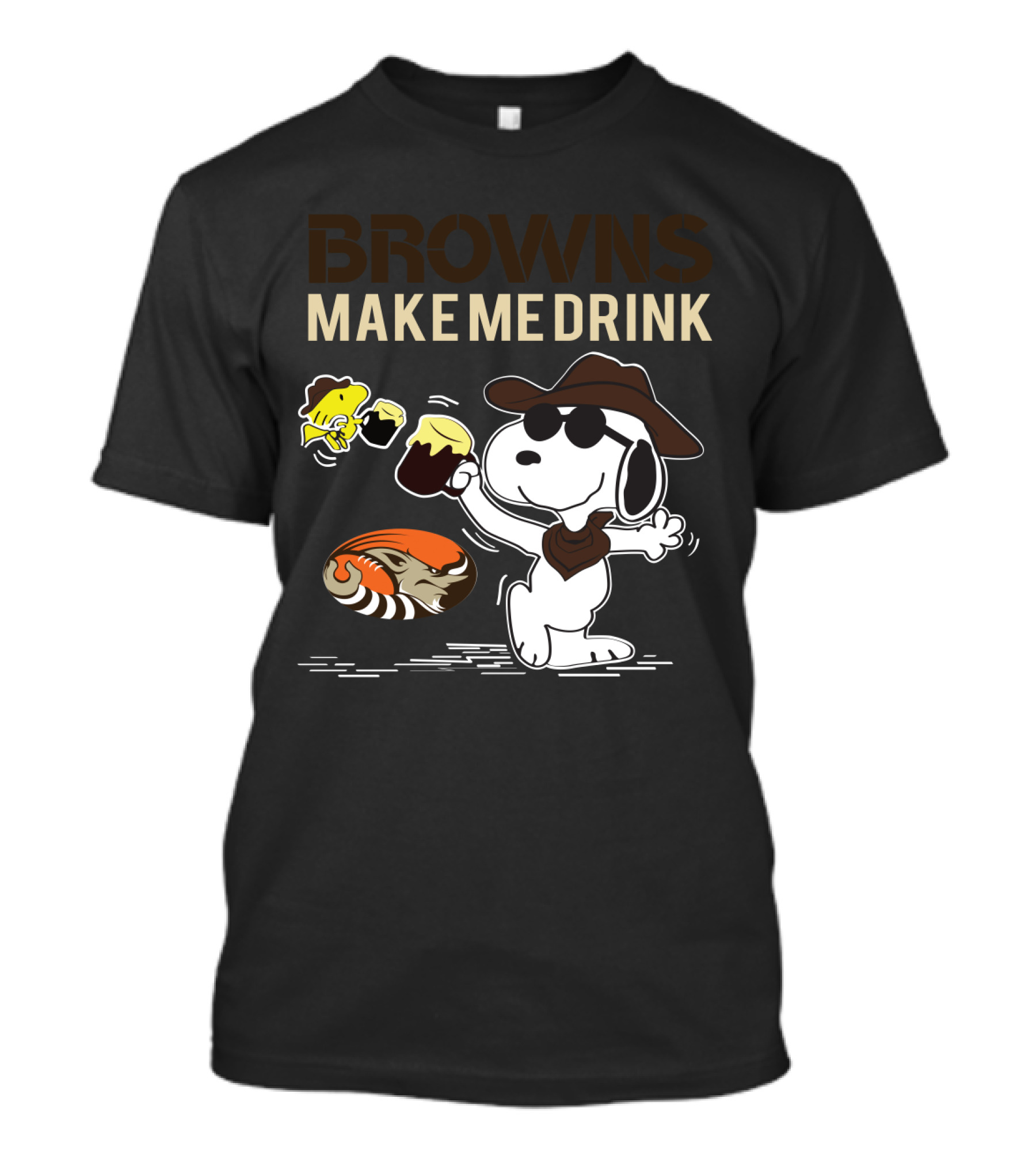 Browns Make Me Drink Snoopy Holding Beer For Cleveland Browns Fans T-Shirt