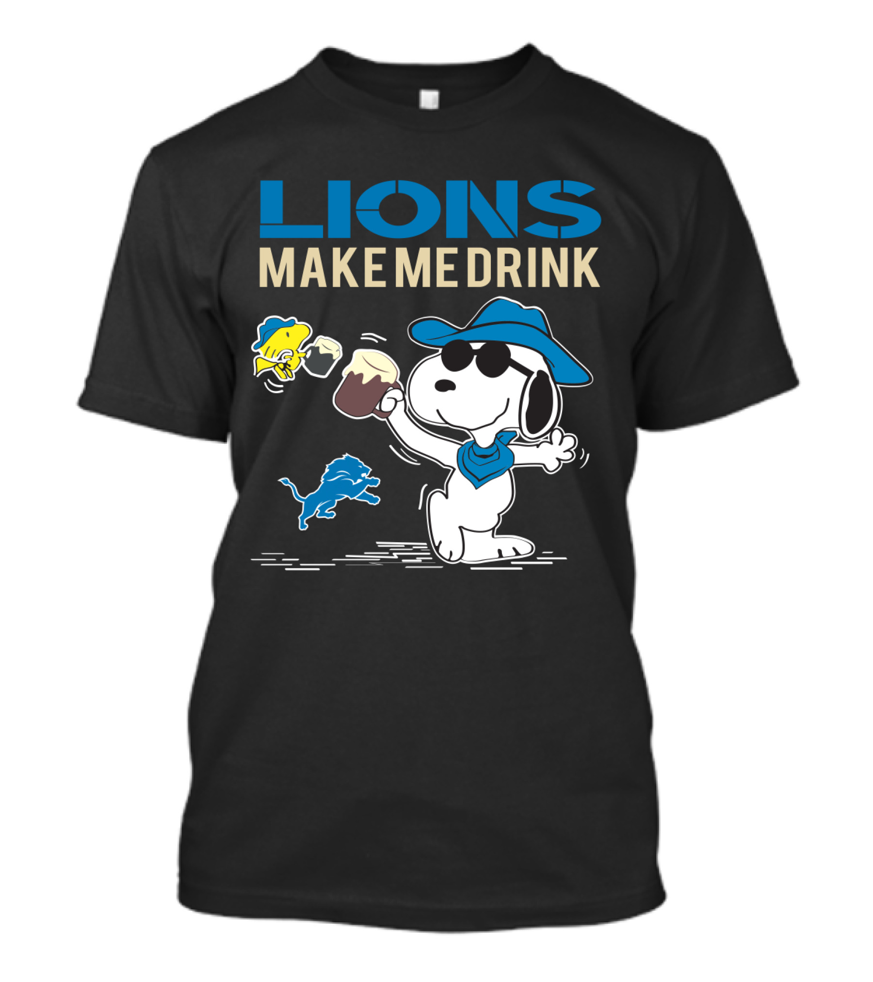 Lions Make Me Drink Snoopy Detroit Lions Fans T-Shirt