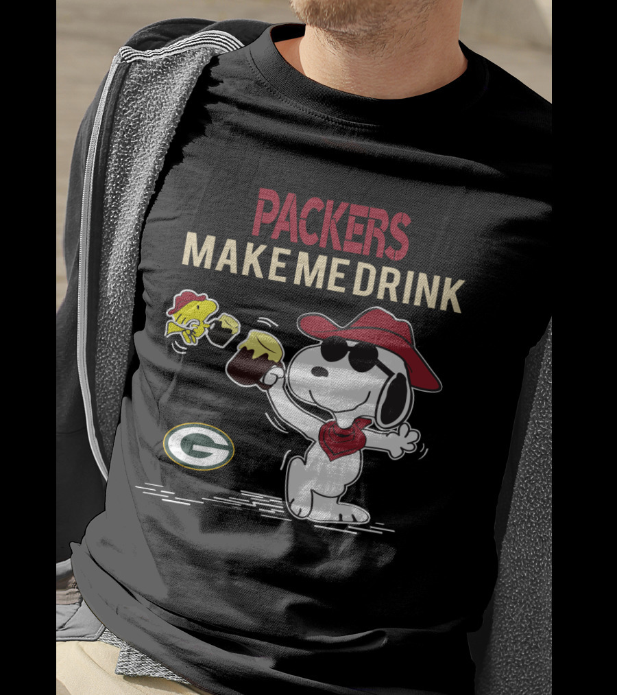 Snoopy With Beer Packers Make Me Drink Green Bay Packers T-Shirt