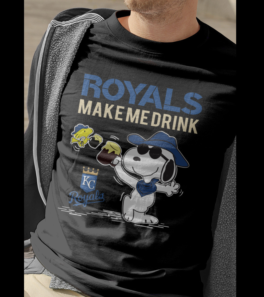 Royals Make Me Drink Snoopy Kansas City Peanuts Fan Fun T-Shirt