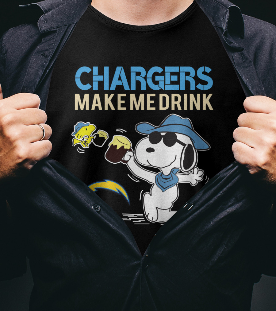Snoopy Chargers Make Me Drink Los Angeles Fans T-Shirt