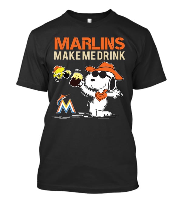 Marlins Make Me Drink Snoopy Miami Marlins Fans T-Shirt