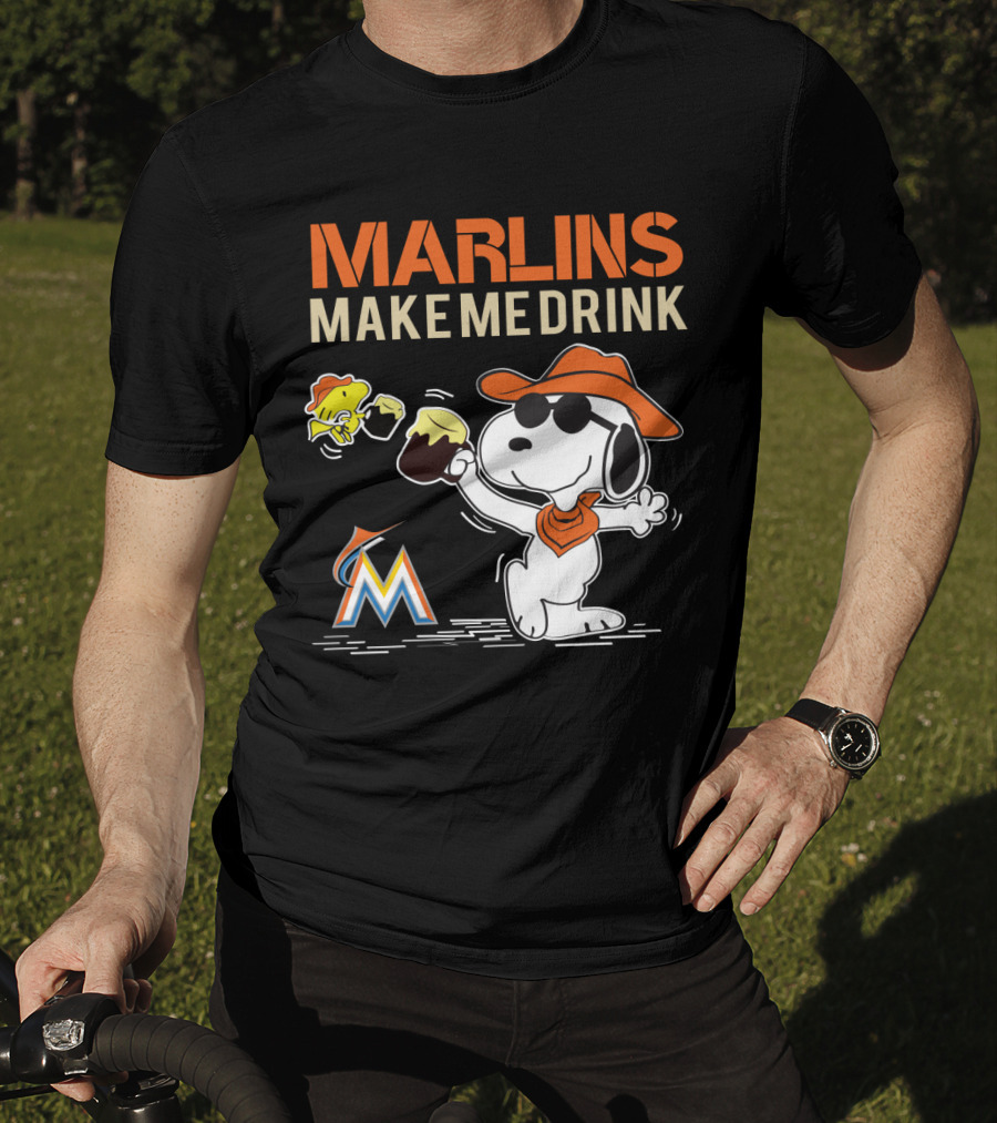 Marlins Make Me Drink Snoopy Miami Marlins Fans T-Shirt