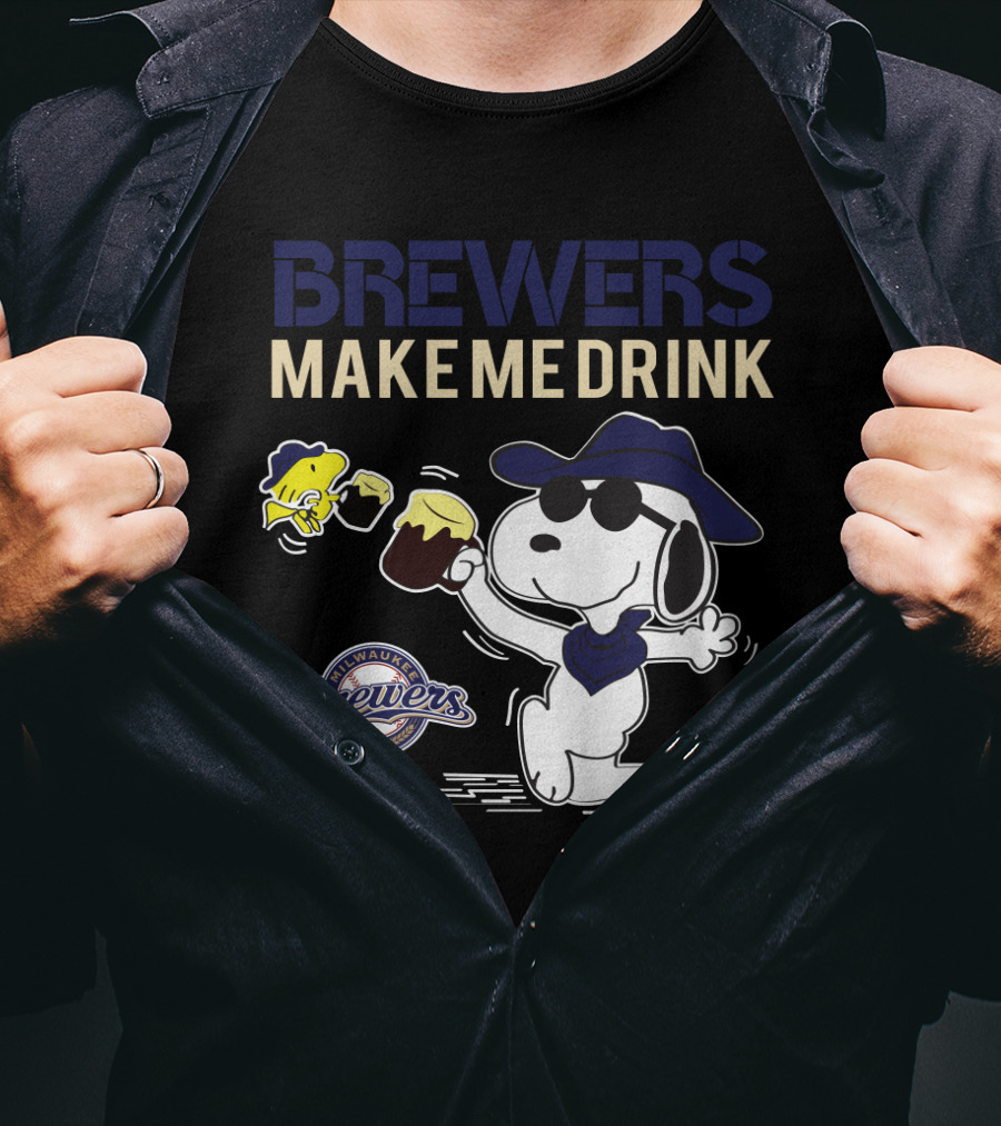 Snoopy Brewers Make Me Drink Milwaukee Brewers Fans Peanuts Comic T-Shirt