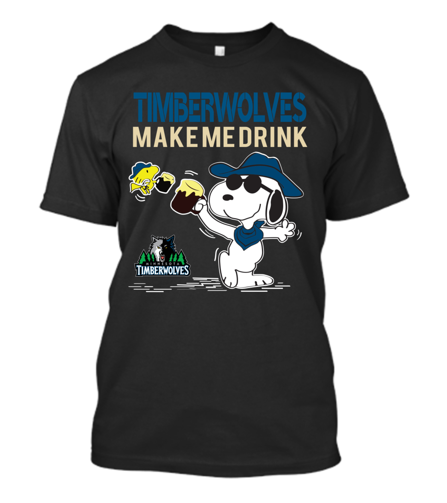 Timberwolves Make Me Drink Minnesota Timberwolves Snoopy Fans T-Shirt
