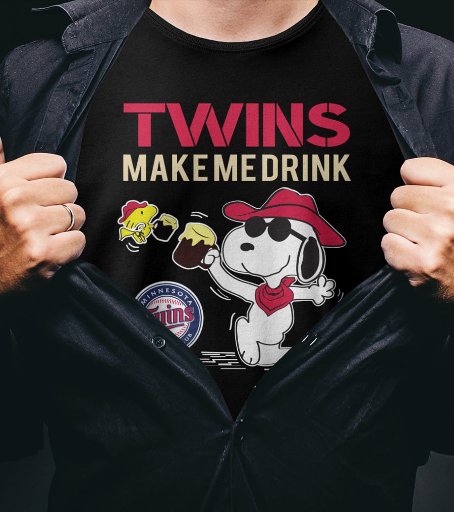 Snoopy Twins Make Me Drink Minnesota Baseball Club Fans T-Shirt